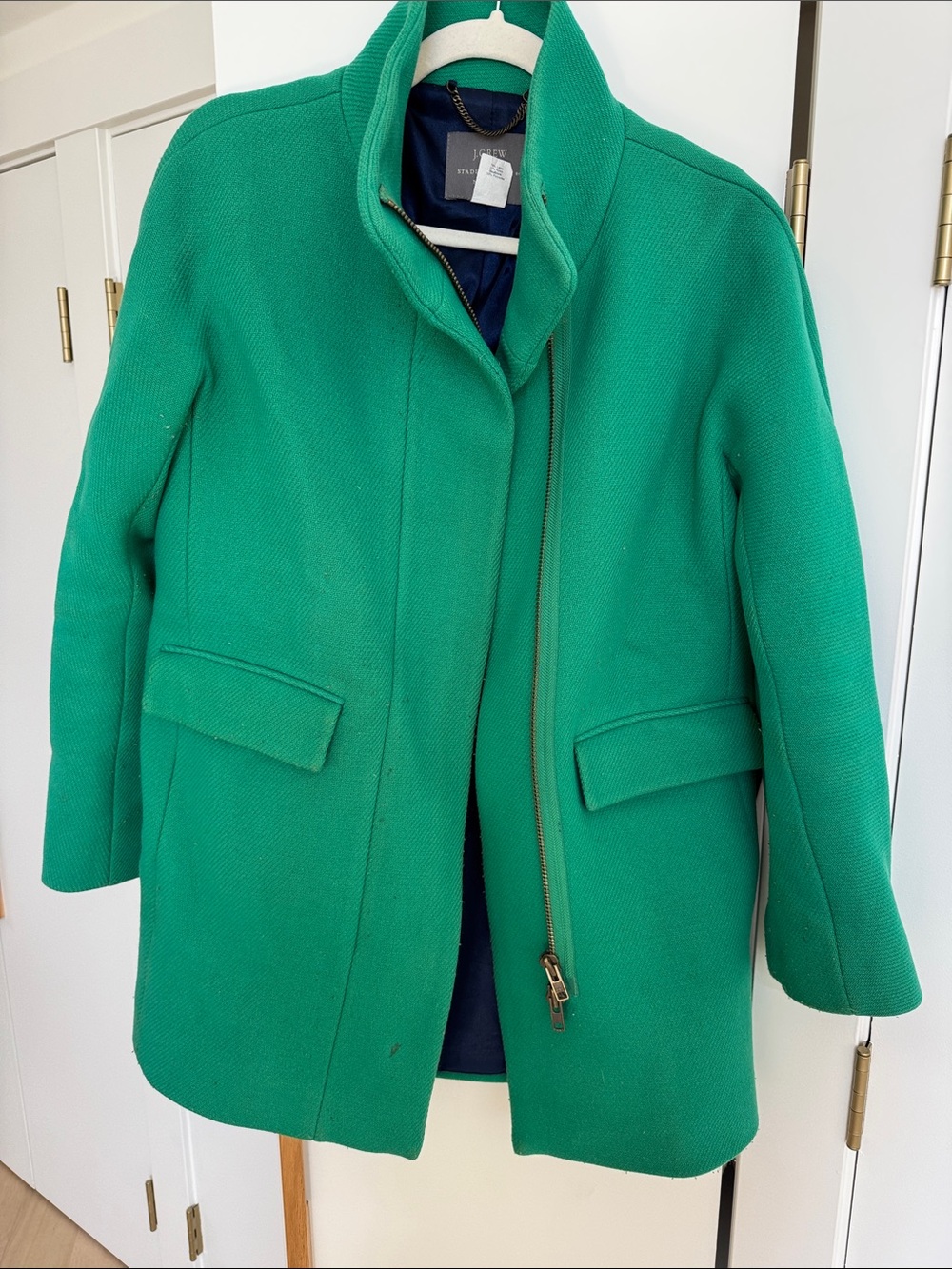 J.Crew Bright Green Stand-Collar Pea Coat
